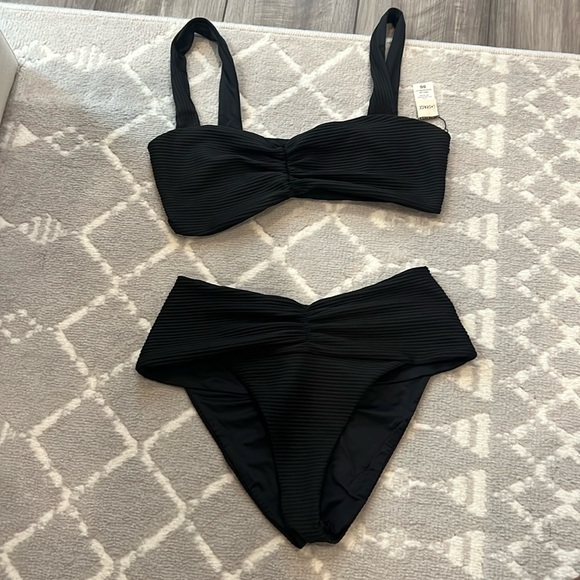 L*Space Black Ribbed Bikini Set - Picture 1 of 10